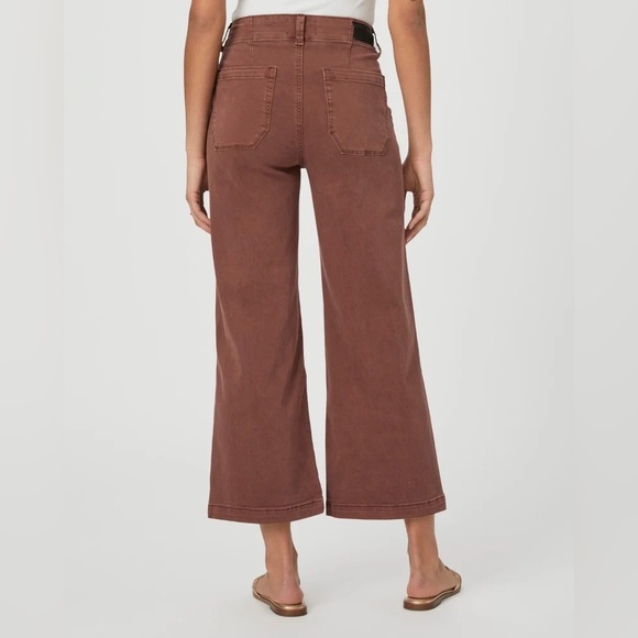 PAIGE Brooklyn Crop Wide Leg Double Button Jeans Vintage Brunette Size 34 NWT - Picture 2 of 7